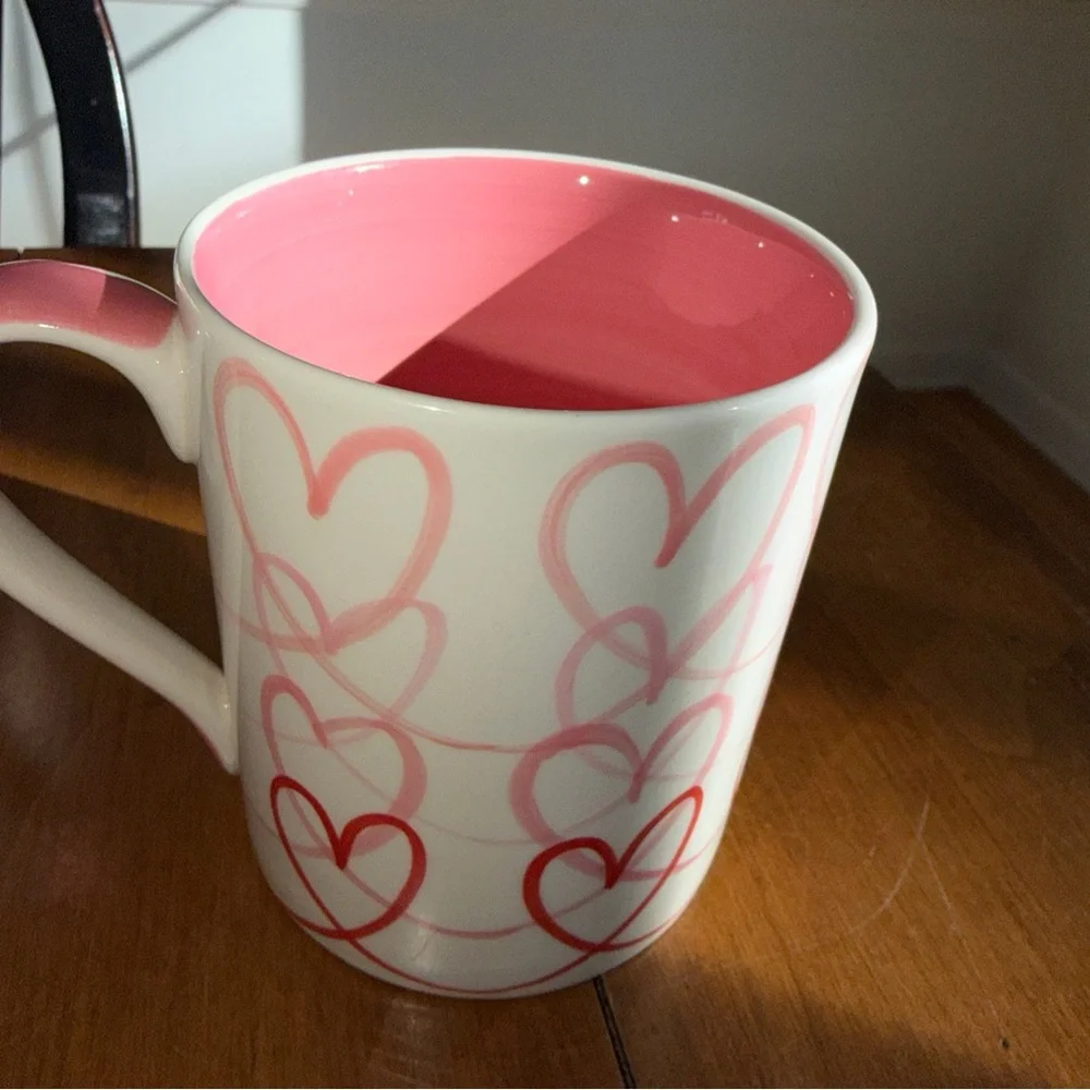 Set of Crate&Barrel Red and White Heart Mugs